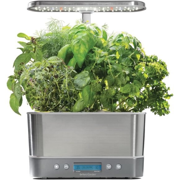 Best gifts ideas: AeroGarden Harvest Elite with Gourmet Herb Seed Pod Kit - Hydroponic Indoor Garden, Stainless Steel