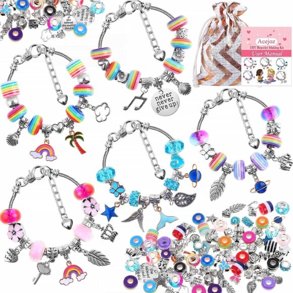 Best gifts ideas for girl: 85 Pcs Charm Bracelet Making Kit, Acejoz DIY Charm Bracelets Beads for Girls, Adults and Beginner Jewelry Making Kit